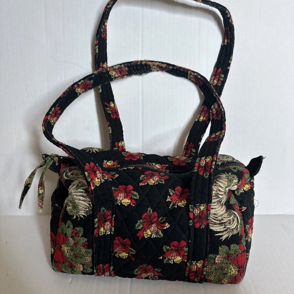 Vintage Vera Bradley Christmas 2002 Hens And Holly Small Duffel Holiday Pattern